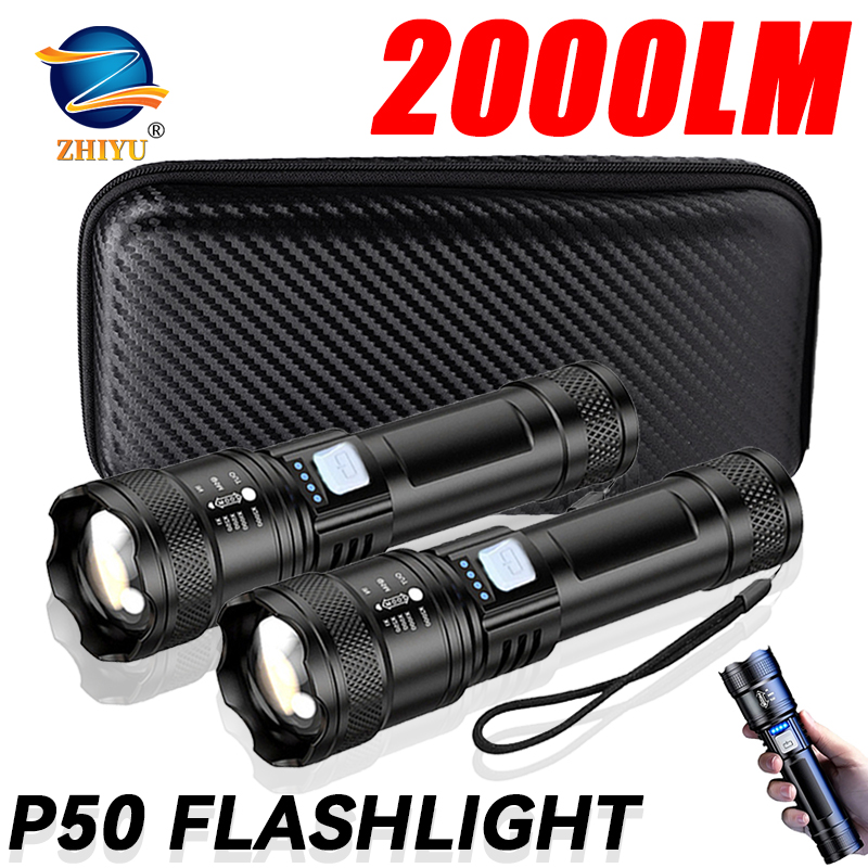 Outdoor Lighting Setup - Tactical LED Flashlight 2000LM USB Rechargeable