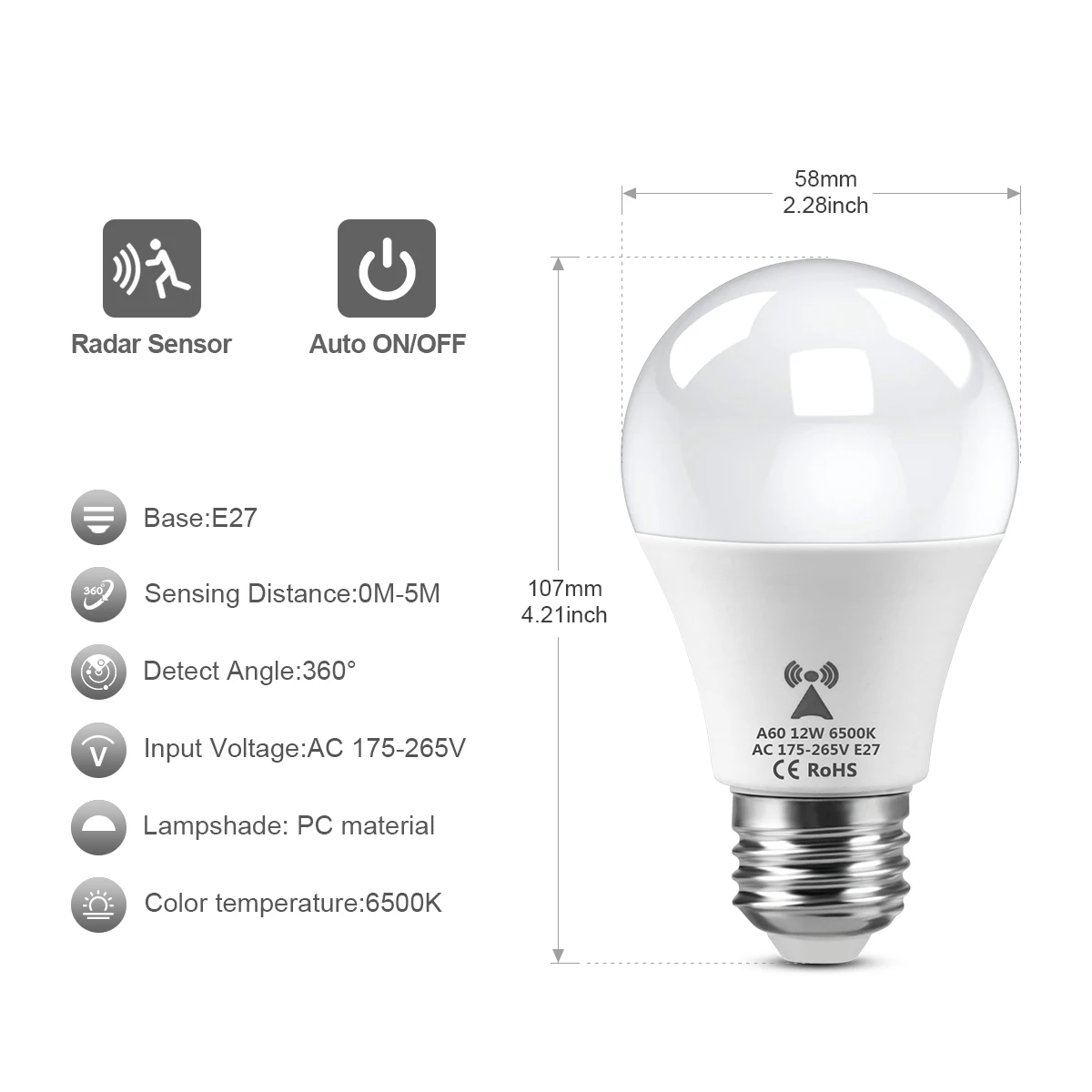 AC175V-265V E27 Radar Motion S - огляд і ціна Outdoor Lighting On Stairs